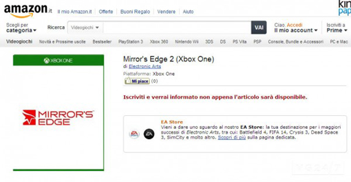 Mirror's Edge 2 on Xbox One according to Amazon Germany